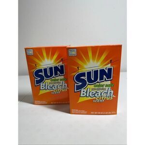 Lot of 2 Sun Color Safe Bleach Non-Chlorine Citrus Scent Powder Rare